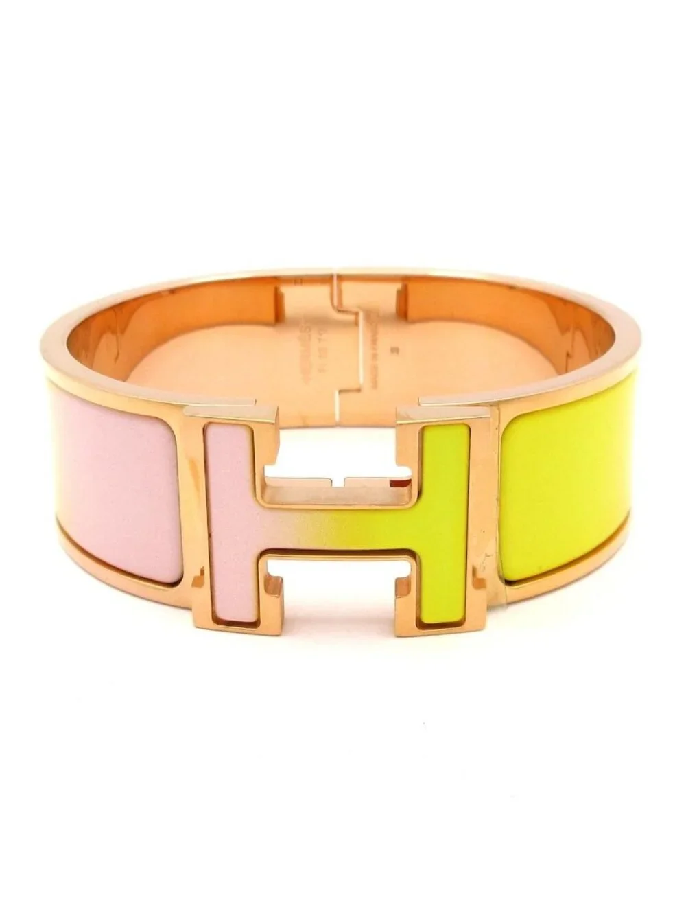 Hermes Bangle Clic Clac Pink Gold Light Yellow Bracelet